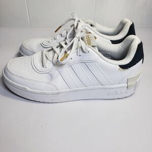 Adidas White Sneakers with Gold Accents Size9.5